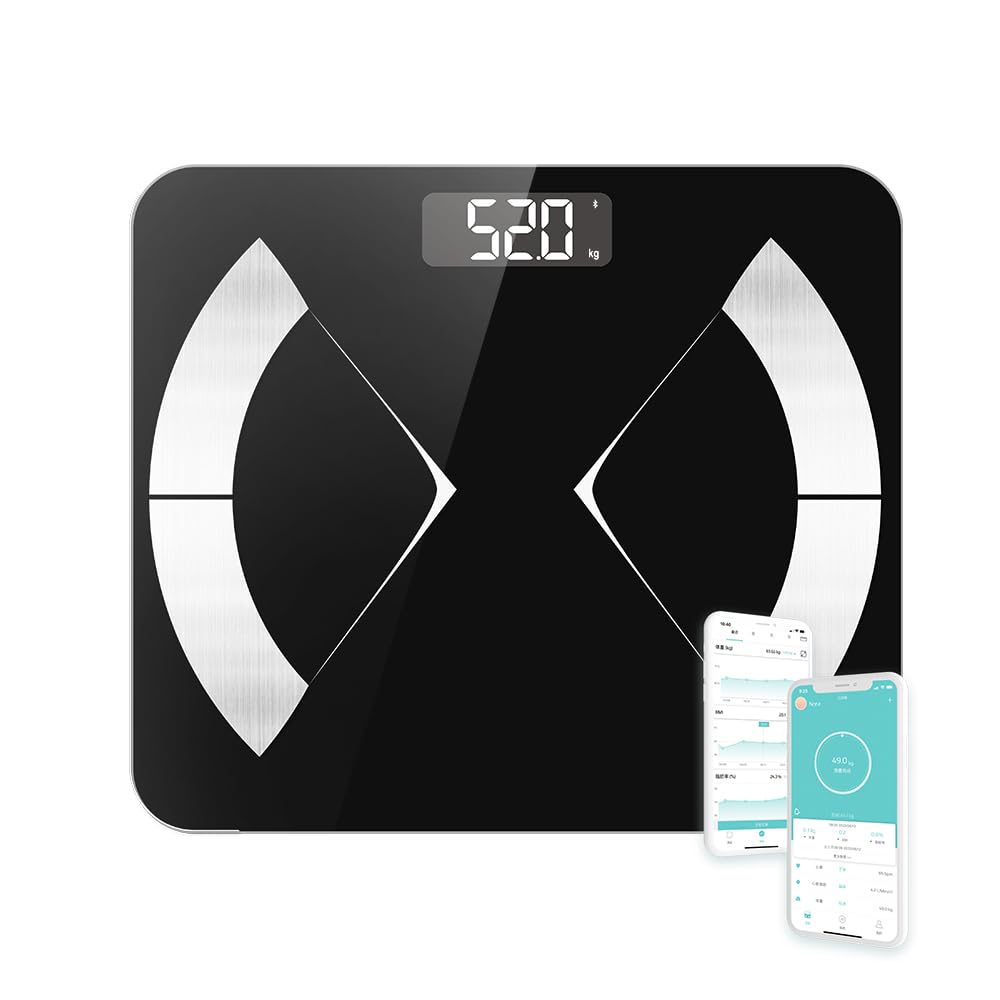 WELLAND Smart Scale with Bluetooth, Body Weight, Fat,BMI, Water Testing + baby mode. Wireless Digital Bathroom Scale, Tempered Glass, 400 lbs /180 kg.Fitness Body Composition Monitor with phone App