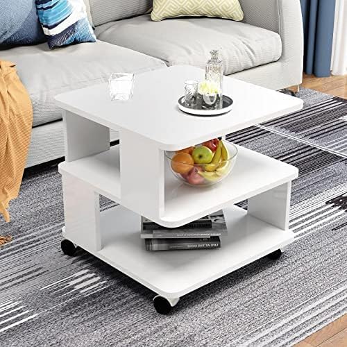 JOMILA Coffee Tables Coffee Table Modern Simplicity Sofa Side Table Bedroom Living Room Mobile Table Solid Wood Multifunctional Storage Coffee Table Side Table End Table (White)