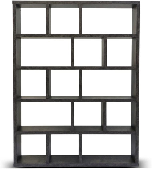 Chattels & More Berlin 5 Levels Bookcase/Concrete Look L 150 Cm | D 34 Cm | H 198 Cm Black