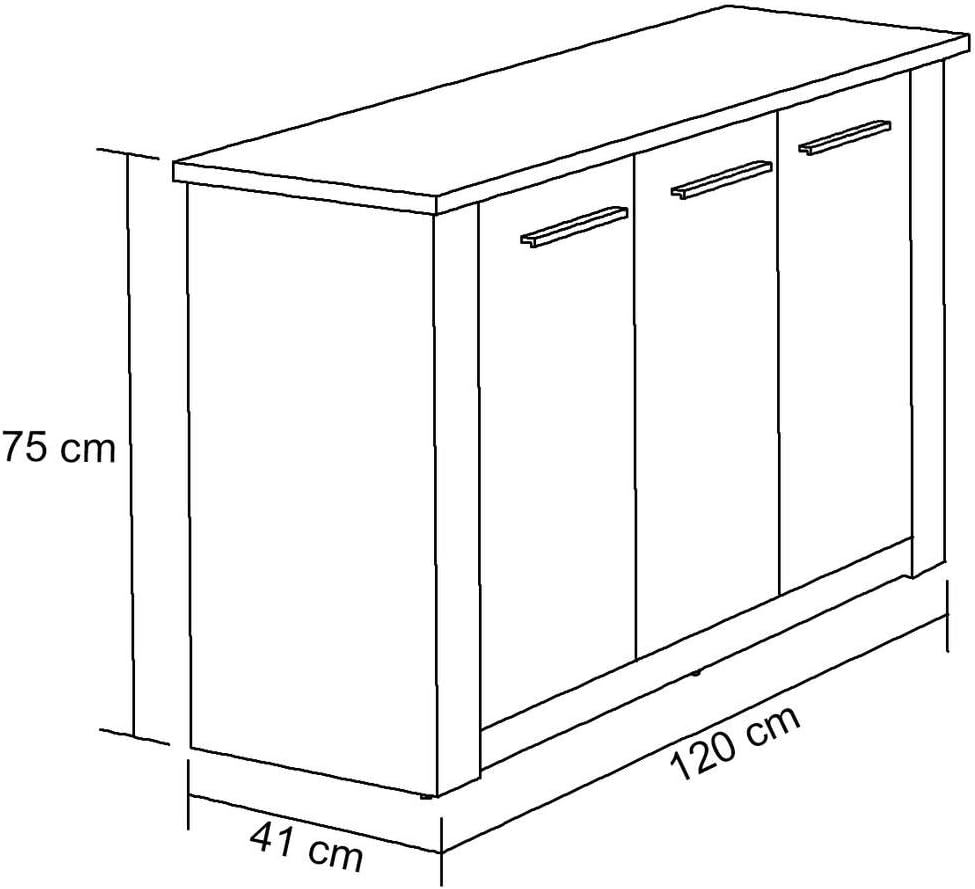 MADESA Buffet Sideboard with 3 Doors, Dining Room Furniture, Wood, 119 x 79 x 42 Cm – Brown