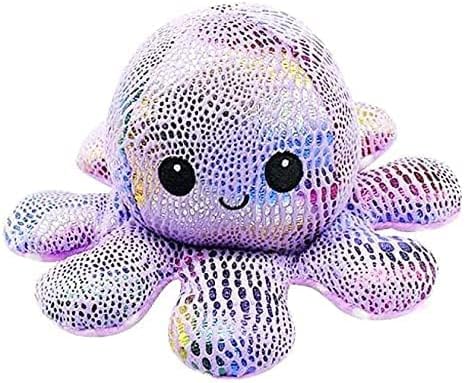 GrabMantra Reversible Octopus Plushie Soft Toys, Double-Sided Flip Stuffed Animal Mood Plush Show Your Mood Without Saying a Word, A Gift for Kids and Decorations | Happy + Angry | (Sunset + Mermaid)