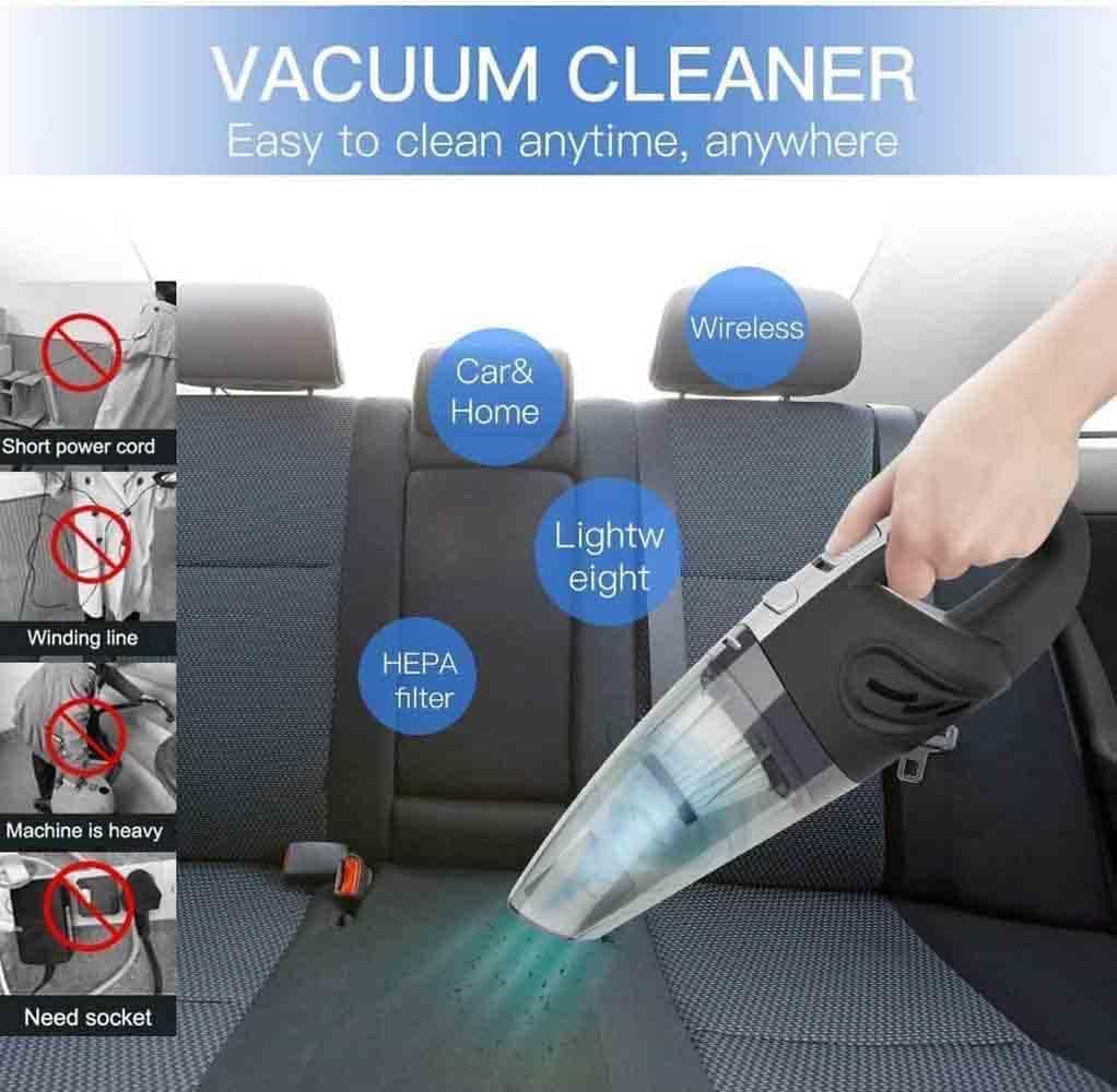 BEONE Handheld Vacuum Cordless Vacuum Cleaner, BEONE Strong Cyclone Suction, Cordless Rechargeable Portable Vacuum, for Home Pet Car Sofa Cleaning (3200 Pa, Black)