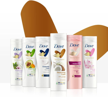 Dove Body Love Body Milk Lotion, for dry skin, Essential Care, for long lasting smooth and radiant skin, 400ml pack may vary