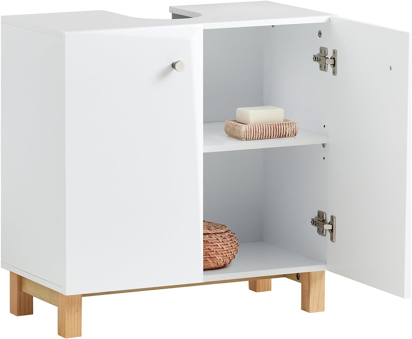 SoBuy (UAE STOCK) BZR92-W, Under Sink Cabinet Bathroom Vanity Unit Bathroom Storage Cabinet with Doors, White