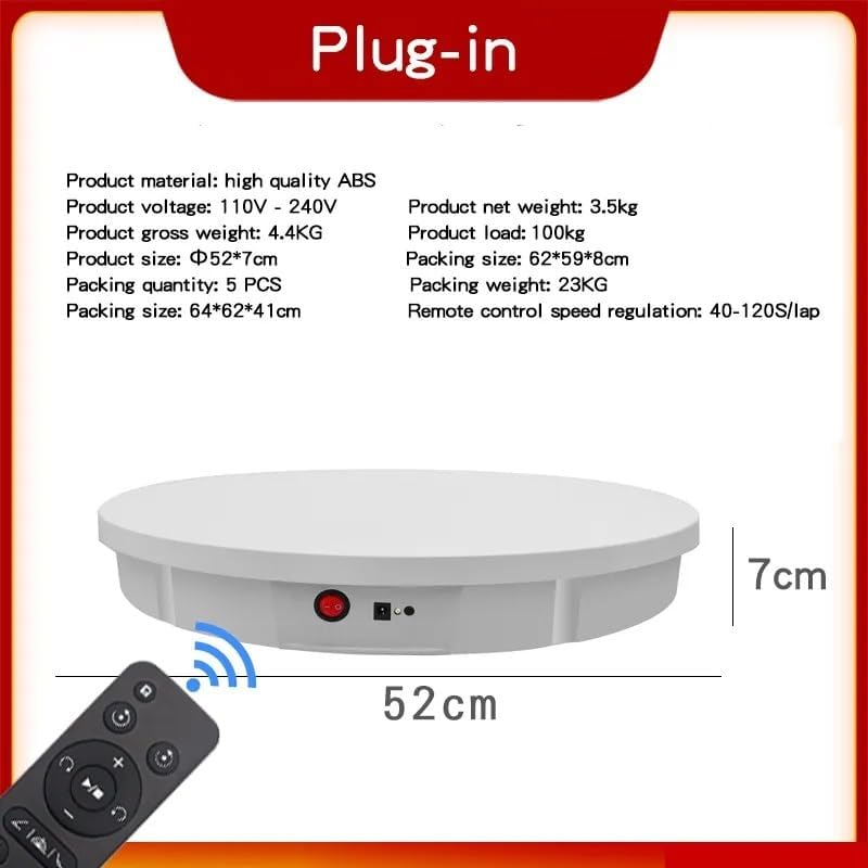 Motorized Rotating Display Stand 360° Electric Rotating Turntable Display Photo Booth 100KG Load size 60cm