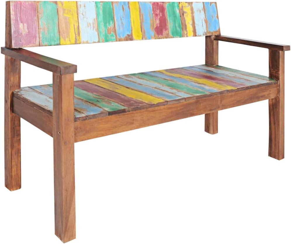 vidaXL Bench 115 cm Solid Reclaimed Wood Indoor Outdoor Furniture Accessories Set Wooden Hallway Sofa Entryway Bench Unit Multicolour