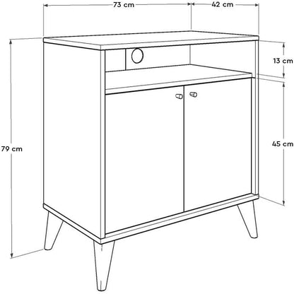 Adore Furniture London 2 Doors Decorative Multi-Purpose Cabinet, 73 cm Width x 79 cm Height x 42 cm Depth, Yellow