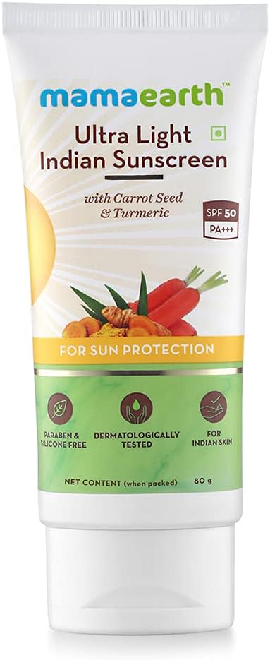 MAMAEARTH Ultra Light Indian Sunscreen Spf50 Pa+++, 80 Ml