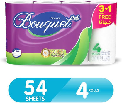 Sanita, Bouquet Kitchen Towel, 3+1 Free, 54 Sheets, White