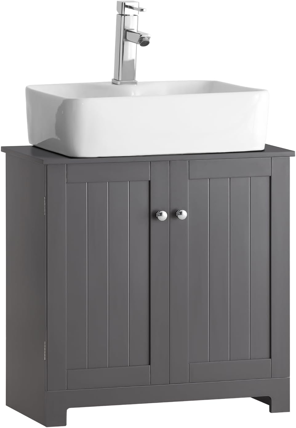 SoBuy (UAE STOCK) BZR18-II-W, Under Sink Cabinet Bathroom Vanity Unit Bathroom Storage Cabinet with 2 Doors, Suitable for Pedestal Sinks