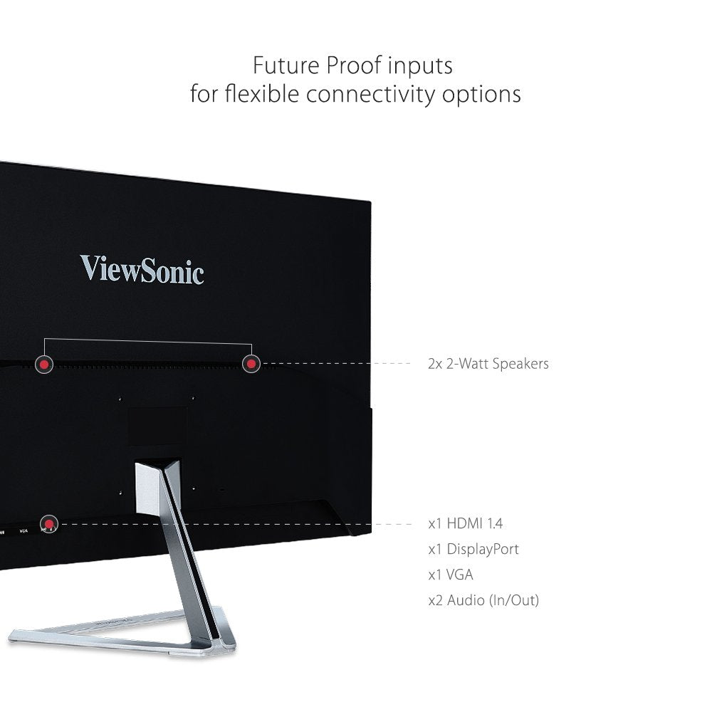 ViewSonic VX3276-MHD 32 Inch 1080p Frameless Widescreen IPS Monitor with Screen Split Capability HDMI and DisplayPort - CaveHubs
