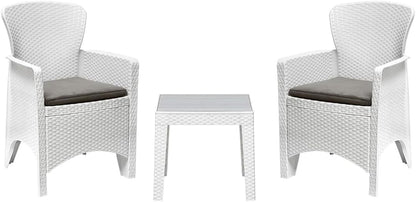 Nilkamal Breeze Plastic Patio Seating Set (1 Table+2 Chair) Outdoor Lawn Yard Terrace Balcony Seating WHITE