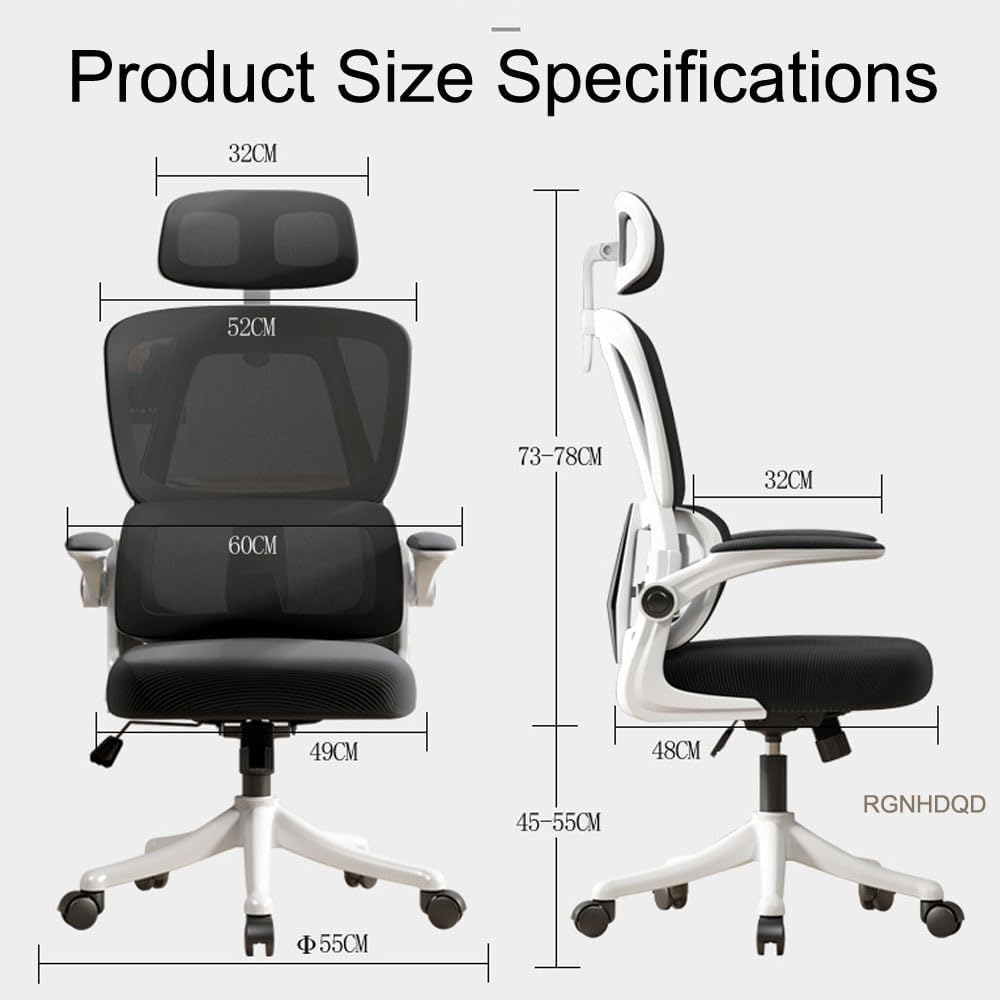 Home Office Desk Chair, Ergonomic Chair with Lumbar Support Armrest, with independent lumbar support Gaming Mesh Chair for Home with Headrest, Computer Chair with Armrest, Home Comfortable Chair