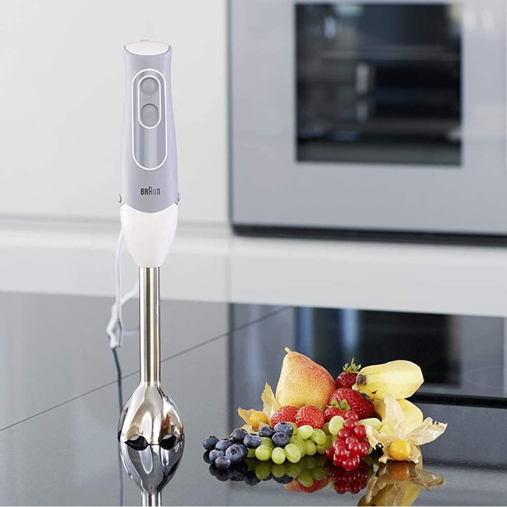 Braun Hand Blender MultiQuick 5 Vario, 1000 Watts, 1.5L Food Processor, 350 ml Chopper, Whisk, Beaker, Splash Control, PowerBell Plus technology, 21 speed wheel - MQ 5285