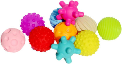 Poppyae 10pcs Soft Sensory Balls Baby Hand Catch Massage Balls with BB Sound Effect Grasping Balls Educational Toys for Kids Baby