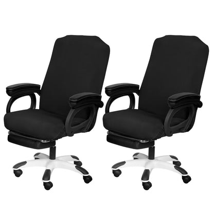 SARAFLORA Polyester Solid Stretch Washable Computer Chair Slipcovers for Universal Rotating for Boss, Office Chair (Large, Black)