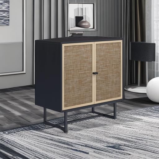 Nathan James Accent Boho Modern Free Standing Buffet Sideboard Hallway, Entryway, Dining Living Room, 1 Storage Cabinet, Beacon - Light Brown