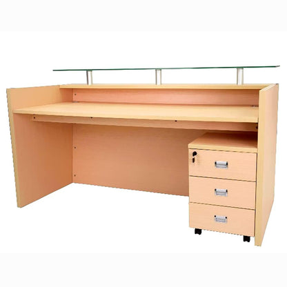 Mahmayi REC-2 Designer Reception Desk For Office Space, Front Office Desk (White-Coco Bolo)