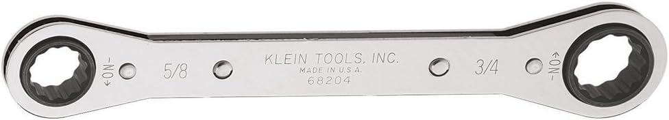 Klein Tools 68206 Ratcheting Box Wrench 13/16-Inch x 7/8-Inch with Reverse Racheting and Chrome Plated Finish