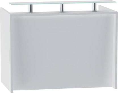 Mahmayi REC-2 Designer Reception Desk For Office Space, Front Office Desk (White-Coco Bolo)