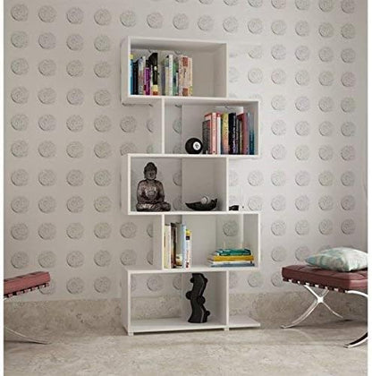 Brv Moveis Book Shelf With Five Shelves, White- H 184 Cm X W 78.5 Cm X D 31 Cm (Be 08-06)