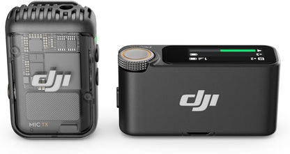 DJI Mic (2 TX + 1 RX Charging Case), Wireless Lavalier Microphone, 250m (820 ft.) Range, 15-Hour Battery, Noise Cancellation Mic for PC, iPhone, Vlogs, UAE Version with Official Warranty Support