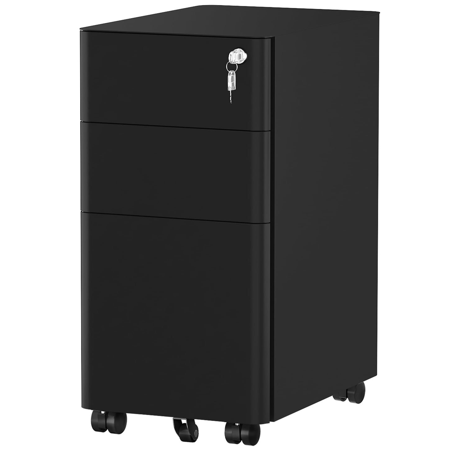 YITAHOME Fully Assembled Metal File Cabinet with 3 Lockable Drawers, Mobile Filing Cabinet for Home Office, Under Desk File Office Drawers for Letter/Legal/A4, Black, 30 x 46 x 59cm