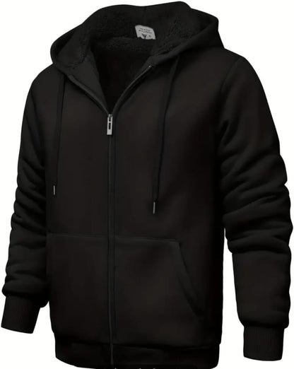 Men'S Casual Zipper Hoodies Sweatshirts Zip Up Sweatshirt Thick Fleece Jackets Winter Warm Coats