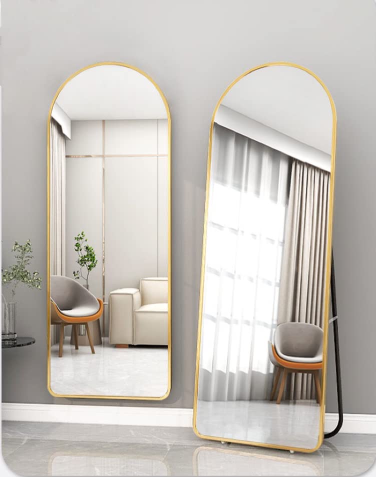 AIRFUL Mirror Full Length 152cm-42cm Arched Aluminum alloy Large Standing Dressing Mirror Hanging Leaning Against Wall Mounted Mirror with Stand for Bedroom Locker Room Living Room (Black)