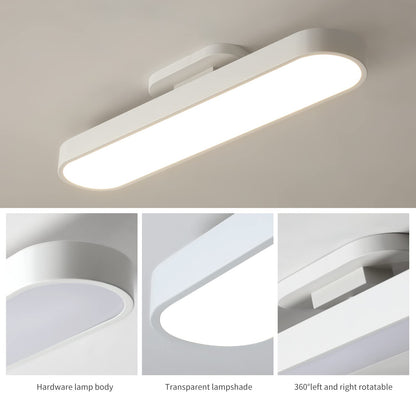 Ganeed 27.6" LED Ceiling Light, Full Spectrum Linear Ceiling Lamps, 6500K Cool White Modern Ultra Thin Low Profile Light Fixture for Office Living Room Bedroom Kitchen Study Room Hallway, White/36W