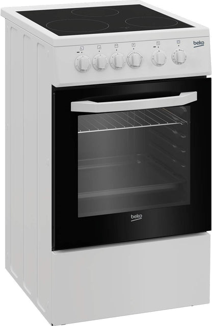 Beko 50 X cm, 3 Ceramic Burners, Free standing Creamic Cooker, Made in Turkey, White - CSS48100, 1 Year Warranty