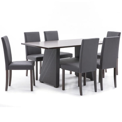 Danube Home Parson 7-Piece Rectangular Dining Set | Sturdy Kitchen Dining Table with 6 Dining Chairs | 1+6 Seater Modern Design Furniture for Home, Dining Room - Cappuccino