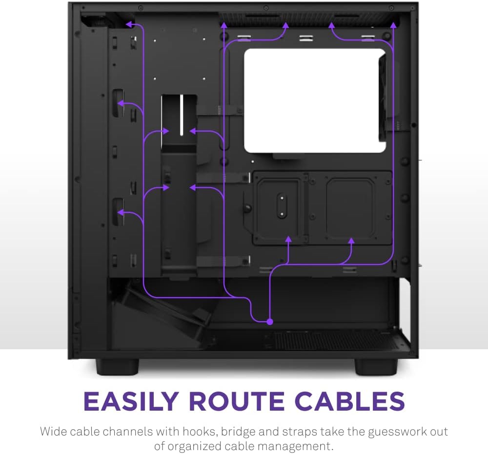 NZXT H5 Flow Compact ATX Mid-Tower PC Gaming Case – High Airflow Perforated Front Panel – Tempered Glass Side Panel – Cable Management – 2 x 120mm Fans Included – 280mm Radiator Support – White