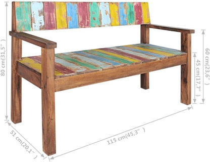 vidaXL Bench 115 cm Solid Reclaimed Wood Indoor Outdoor Furniture Accessories Set Wooden Hallway Sofa Entryway Bench Unit Multicolour