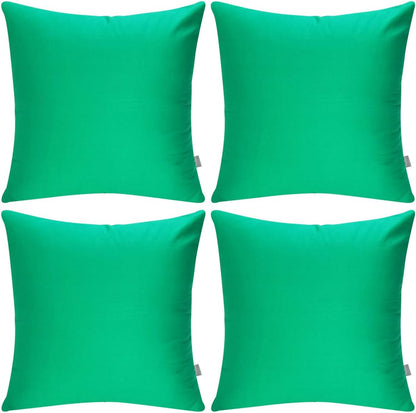 4-Pack 100% Cotton Comfortable Solid Decorative Throw Pillow Case Square Cushion Cover Pillowcase Sublimation Blank Pillow Covers(Cover Only,No Insert)(20x20inch/50x50cm, Christmas Green)