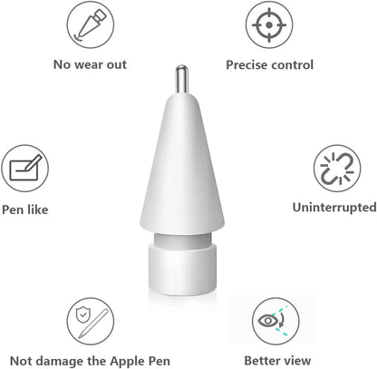 Upgraded Replacement Tips for Apple Pencil, Metal Tips Set Precise Control for Apple Pencil USB C/ 2nd/ 1st Gen Apple Pen Nib(4 Pack)