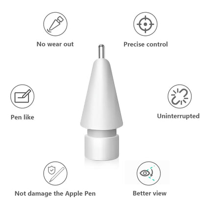 Upgraded Replacement Tips for Apple Pencil, Metal Tips Set Precise Control for Apple Pencil USB C/ 2nd/ 1st Gen Apple Pen Nib(4 Pack)