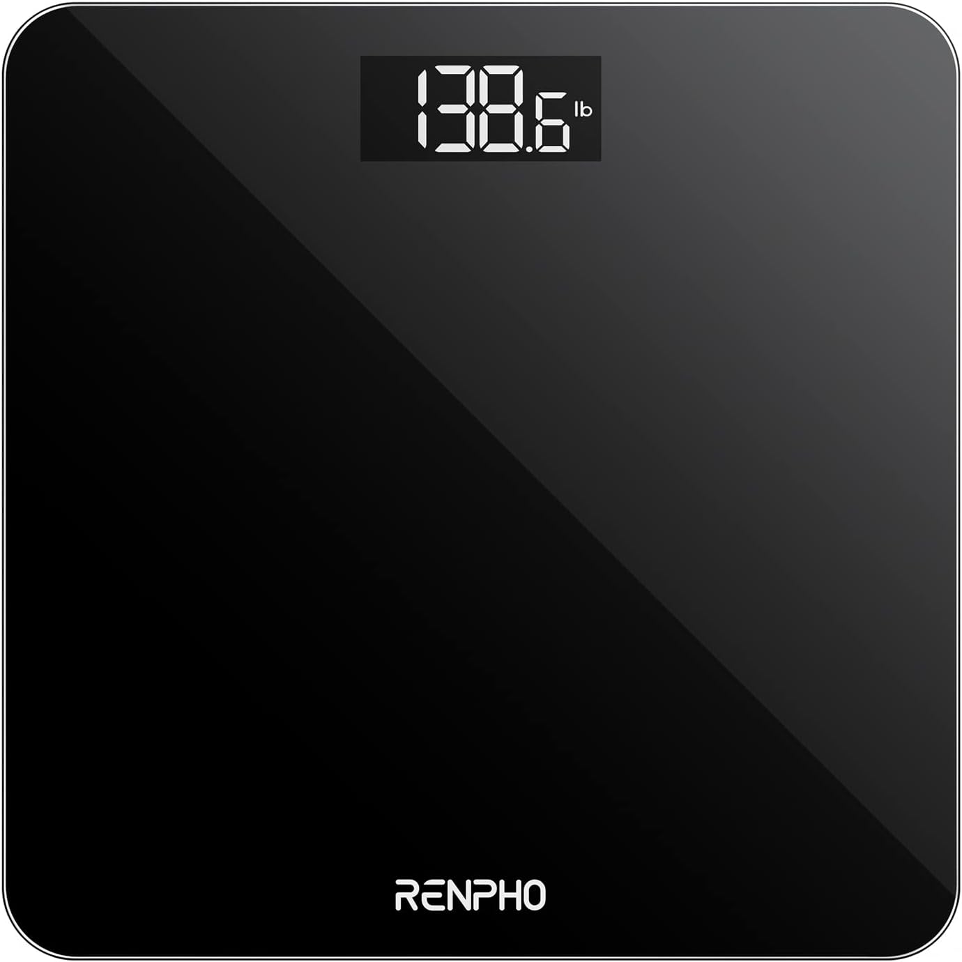 RENPHO Digital Bathroom Scales for Body Weight, Weighing Scale Electronic Bath Scales with High Precision Sensors Accurate Weight Machine for People, LED Display, Black, 180kg, Core 1s