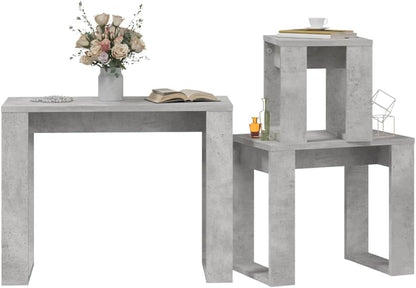 vidaXL 3x Nesting Tables Home Living Room Bedroom Furniture Accessory Accent End Side Nest of Table Nightstand Set Engineered Wood Concrete Grey