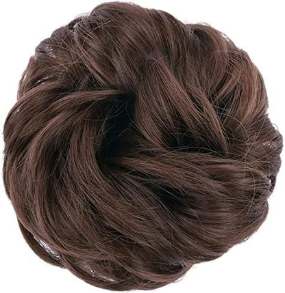 Messy Bun Scrunchie with Elastic Rubber Band, Updo Chignon Donut Ponytail Hairpiece,Ponytail Hair Extensions, Synthetic Tousled Hair for lady (#1)