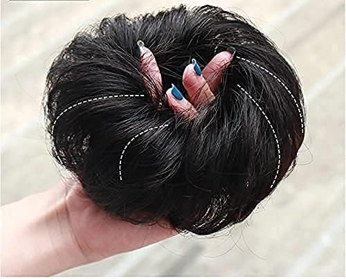 Messy Bun Scrunchie with Elastic Rubber Band, Updo Chignon Donut Ponytail Hairpiece,Ponytail Hair Extensions, Synthetic Tousled Hair for lady (#1)