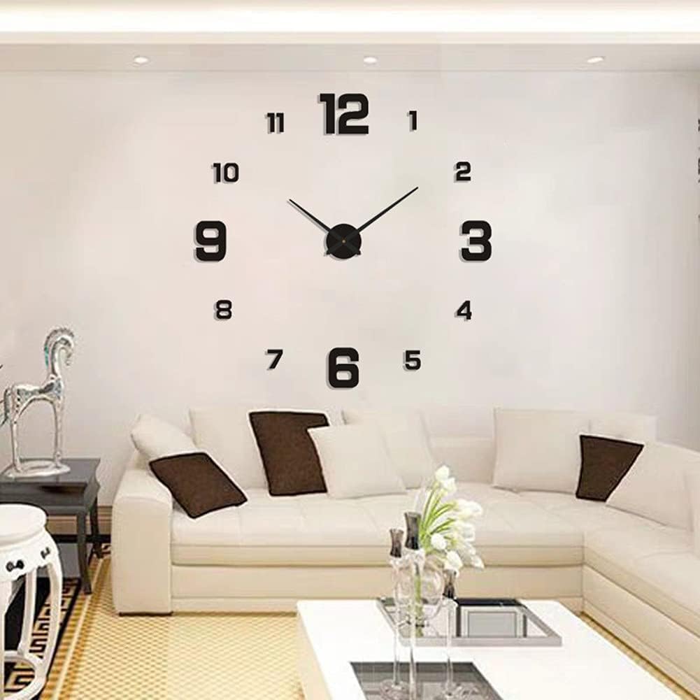 Sulfar 3D Wall Clock, Frameless Wall Clock Stickers DIY Wall Decoration, 3D Roman Number Wall Clock Home Decor