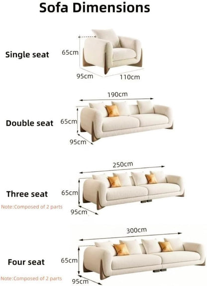 RciDos 1PCS Fleece Fabric Overstuffed Multifunction Classics Sofa set, Wood Furniture for Home Livingroom，Bedroom，Office Without Pillow and Coffee Table (Double seats 1.9m, Beige)