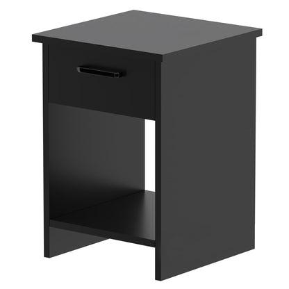 Mahmayi Modern Night Stand Table, Side Table with Single Drawer Storage and Open Storage Shelves, Side Table For Living Room, Bedroom - Black