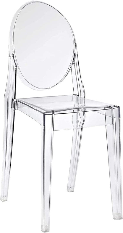 LANNY Casper Modern Acrylic Stacking Kitchen and Dining Room Chair in Clear - Fully Assembled (No Arm Chair)