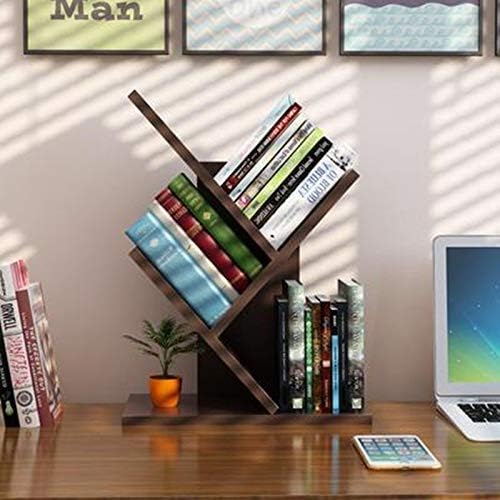 TEEMEI Multi-Tier Small Wood Book Shelf Organizer Bedroom Home Children's Bookcase Storage Rack Simple Furniture Desk Bookshelf for Student Dormitory and Office (tree shape)