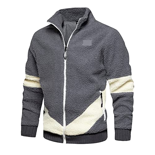 AMDMG Jacket Winter Warm Fleece Hoodies Men Zipper Jacket Thick Mens Hooded Sweatshirt Male Warm Fur Liner Sportswear Tracksuits (Color : Gray, Size : M)