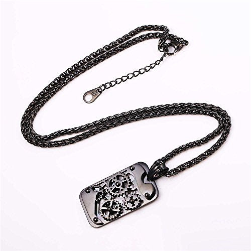 U7 Men Steampunk Jewelry Stainless Steel Rope Chain Cool Gear Pendant Necklace, 22/24/26 Inch Length, With Gift Box