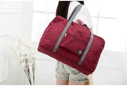 Foldable Luggage Hand Travel Bag Foldable Travel Duffel Bag, Travel Bag, Sport Totes, Shoulder Shopping Bag, Luggage Bag (Wine Red)