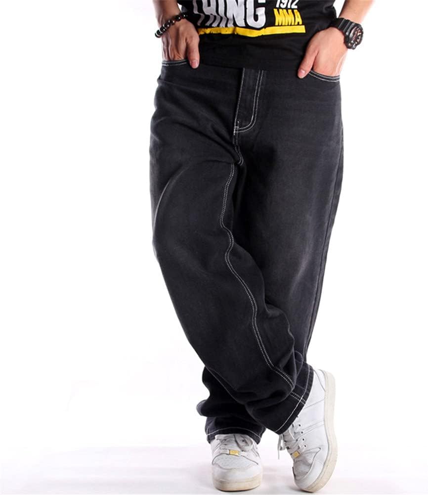 LUOBANIU Men's Vintage Hip Hop Style Baggy Jeans Denim Loose Fit Dance Skateboard Pants